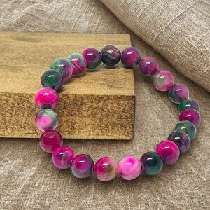 Natural Gemstone Beaded Bracelet - 8mm Stretchy, Adjustable Healing Jewelry